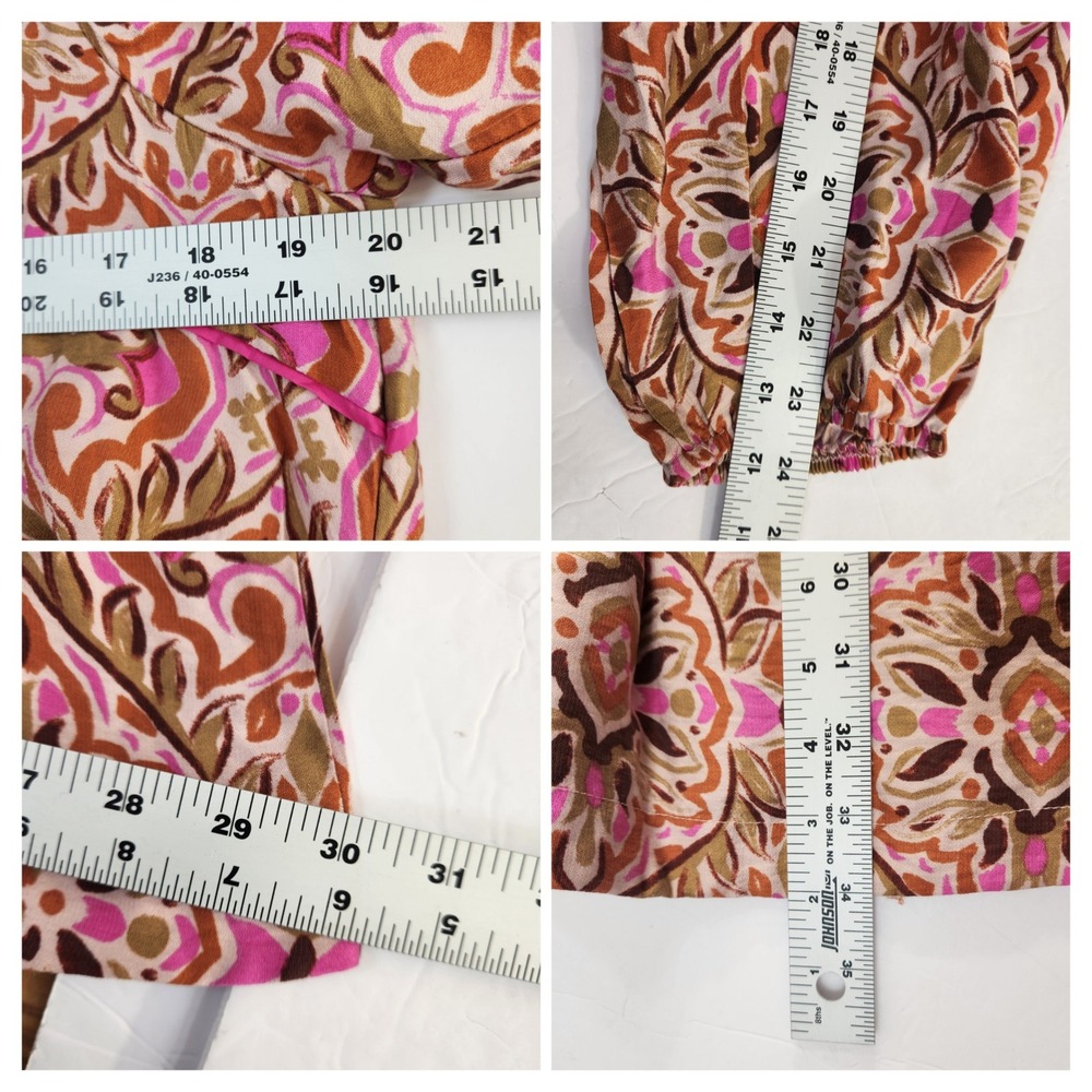 TCEC Boho Print Tie Neck Long Sleeve Mini Dress Womens Large Cottagecore‎ Boho - Picture 7 of 8